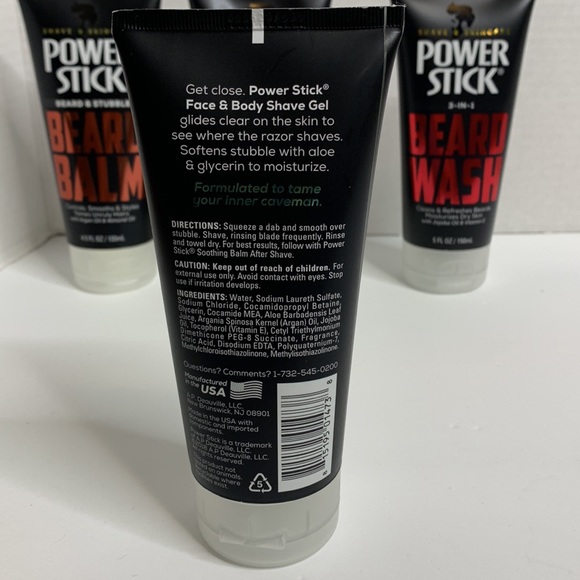 Power Stick | Men’s Shave & Skincare BUNDLE | 4 Bottles Balm Shave Wash Gel Hair - Picture 9 of 11
